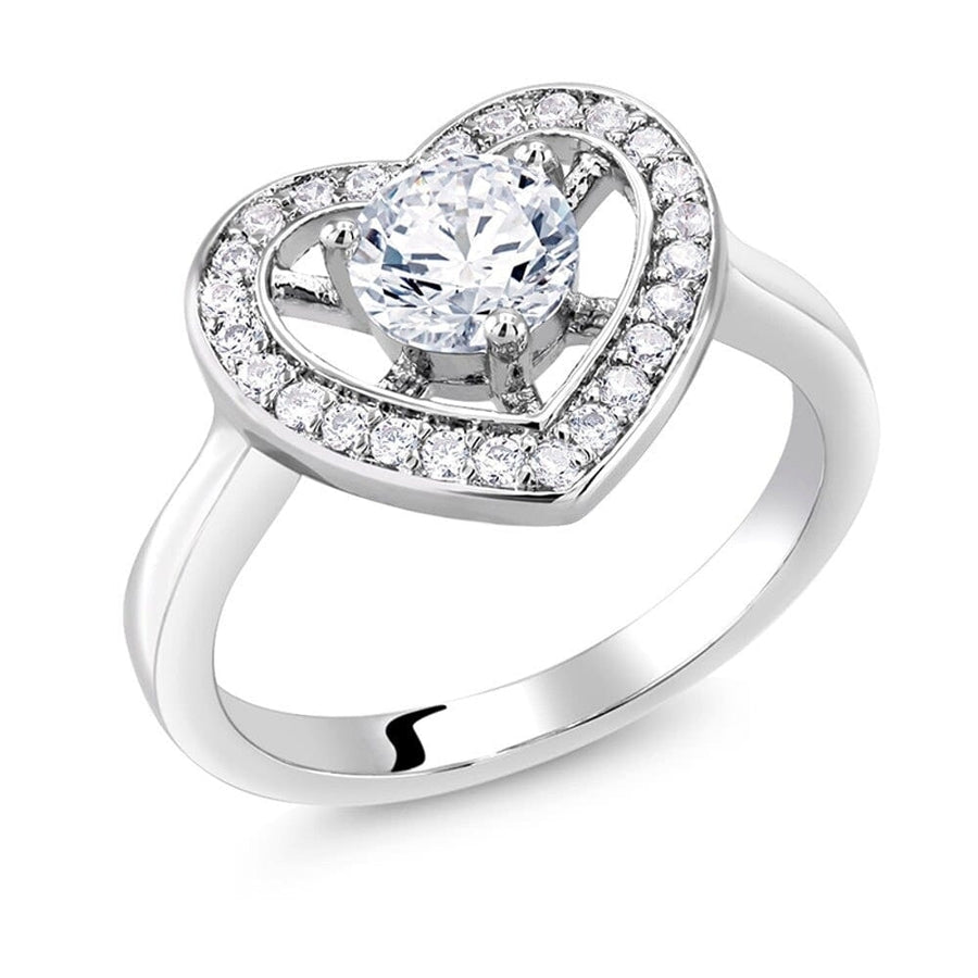 Ladies Cubic Zirconia Heart Ring Image 1