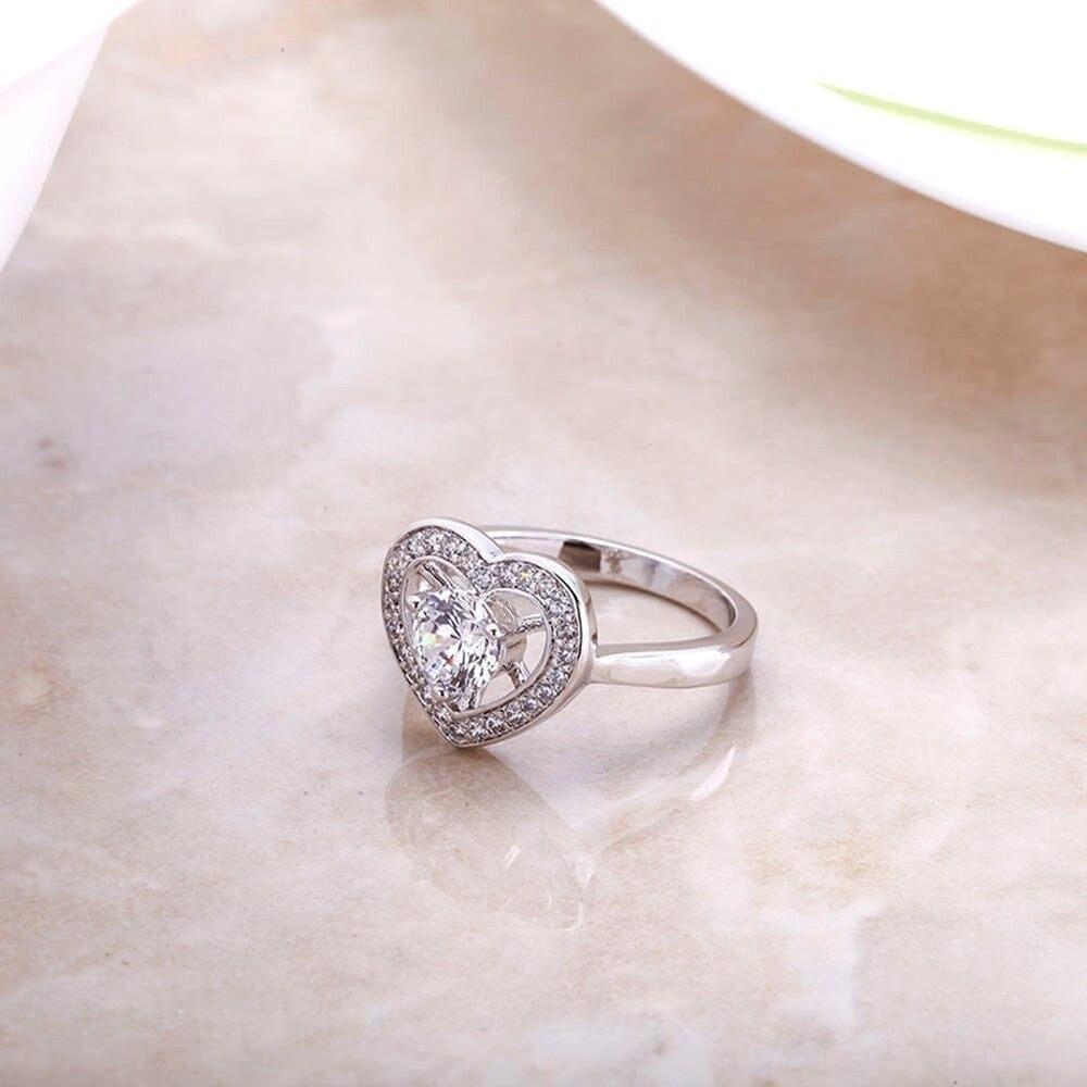 Ladies Cubic Zirconia Heart Ring Image 2