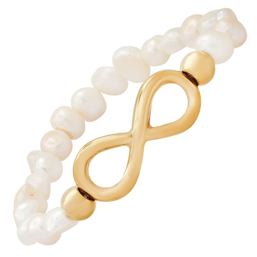 Ladies Freshwater Pearls and Infinity Charm Bracelet Image 1