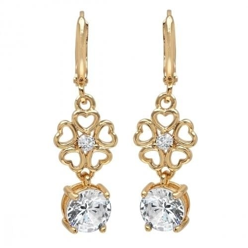 Ladies Simulated Diamond Flower Drop Earrings Image 2