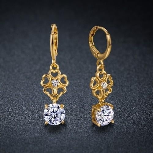 Ladies Simulated Diamond Flower Drop Earrings Image 3