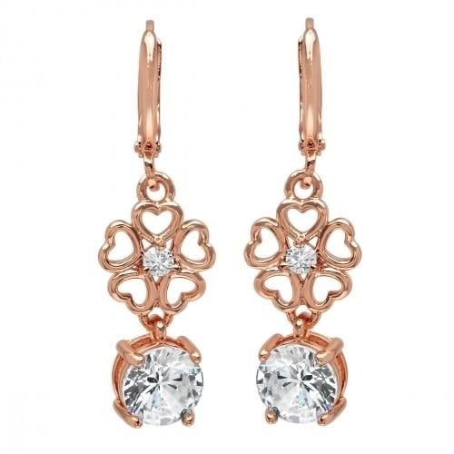 Ladies Simulated Diamond Flower Drop Earrings Image 6