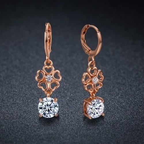 Ladies Simulated Diamond Flower Drop Earrings Image 7