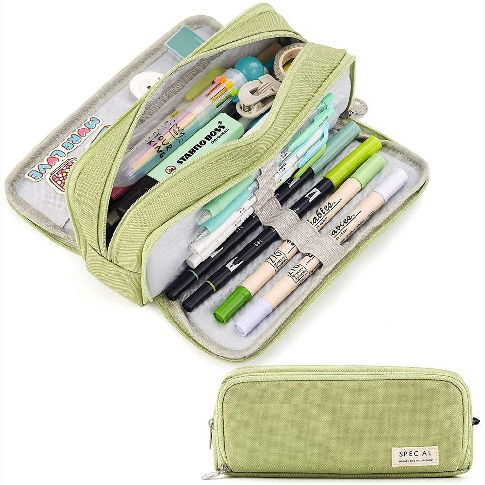 Large Capacity 3 Compartment Pouch Pencil Case Image 2