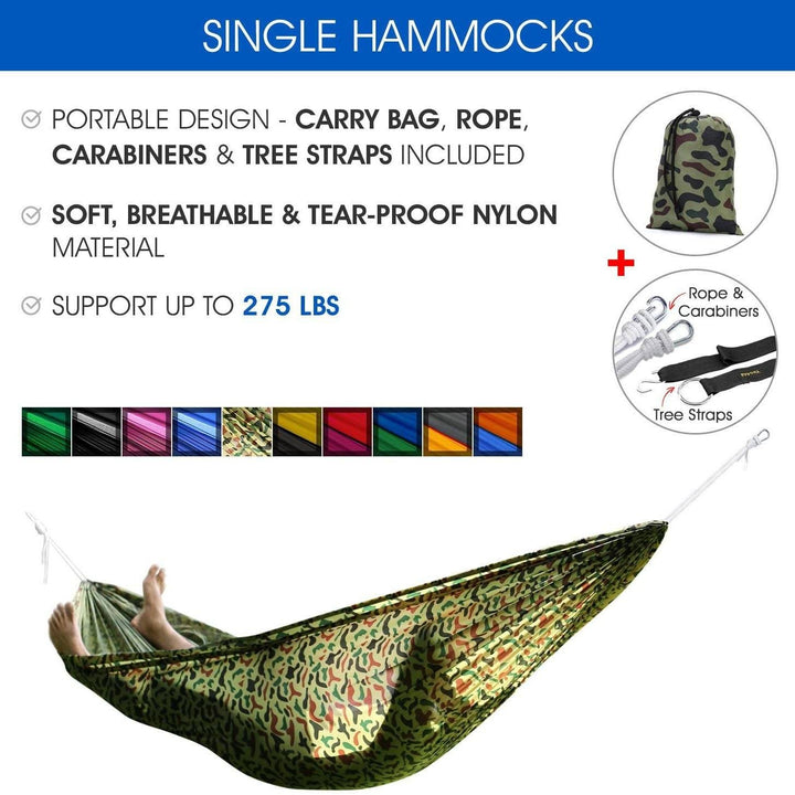 Lightweight Camping Hammock with Strap and Carry Bag Image 4