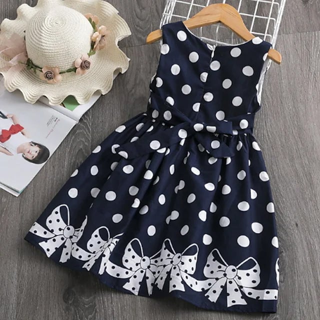 Little Girls Dress Sundress Polka Dot Casual Lace Trims Print Image 1