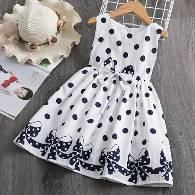 Little Girls Dress Sundress Polka Dot Casual Lace Trims Print Image 4