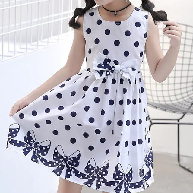 Little Girls Dress Sundress Polka Dot Casual Lace Trims Print Image 7