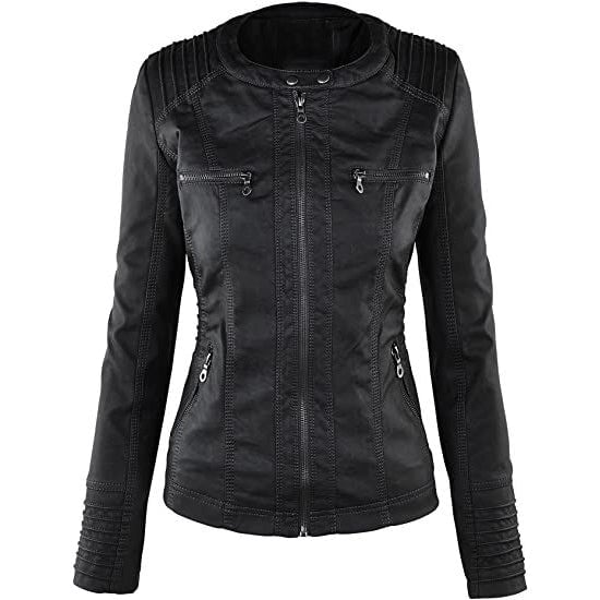 Lock and Love Womens Removable Hooded Faux Leather Jacket Image 4