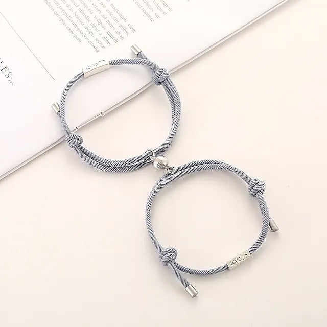 Magnetic Adjustable Simple Rope Couple Bracelet Image 4