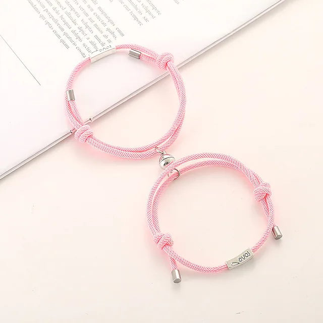 Magnetic Adjustable Simple Rope Couple Bracelet Image 7