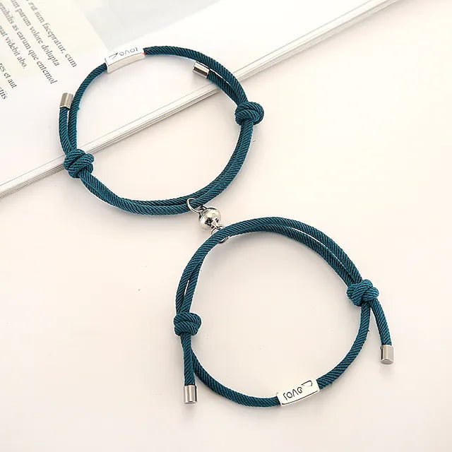 Magnetic Adjustable Simple Rope Couple Bracelet Image 12