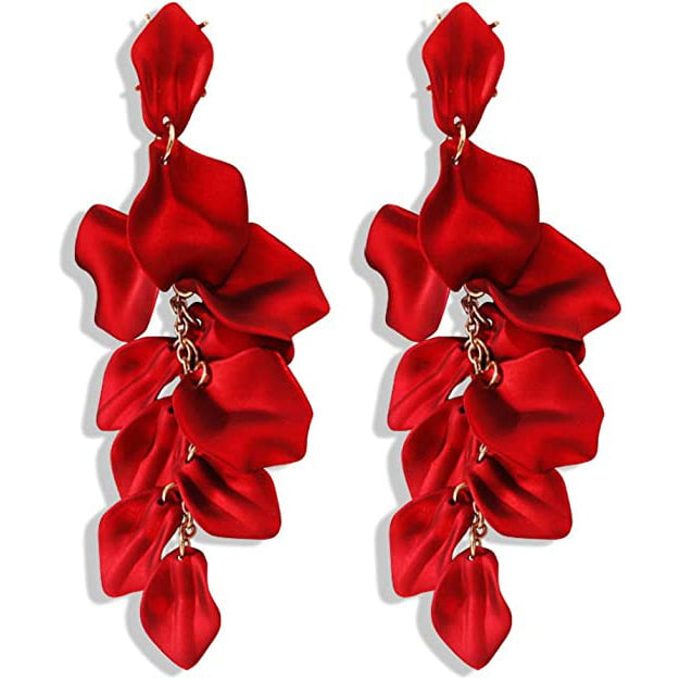 Long Acrylic Rose Petal Earrings Image 1