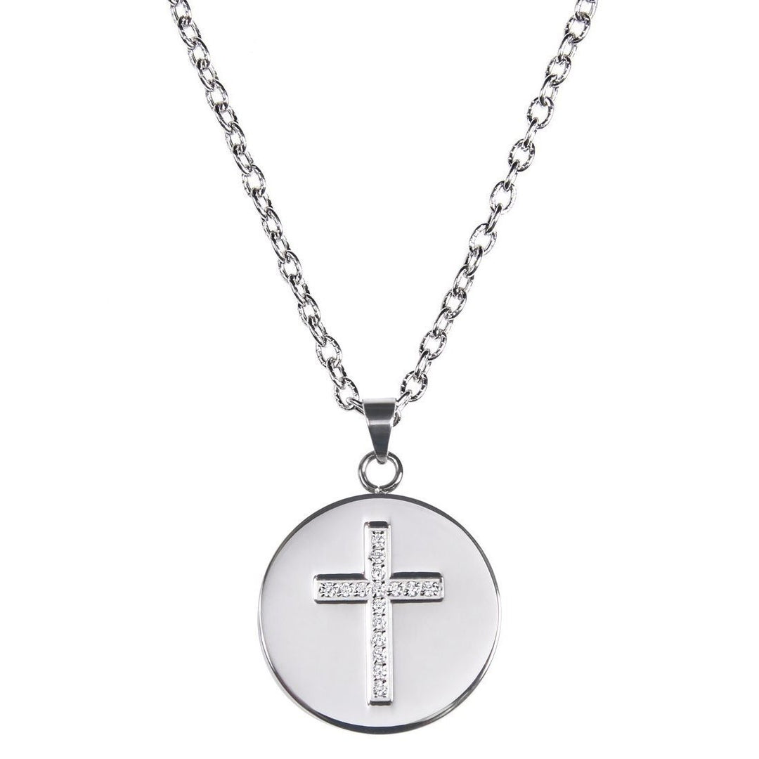 Love Faith and Survival Cubic Zirconia Disc Necklace Image 1