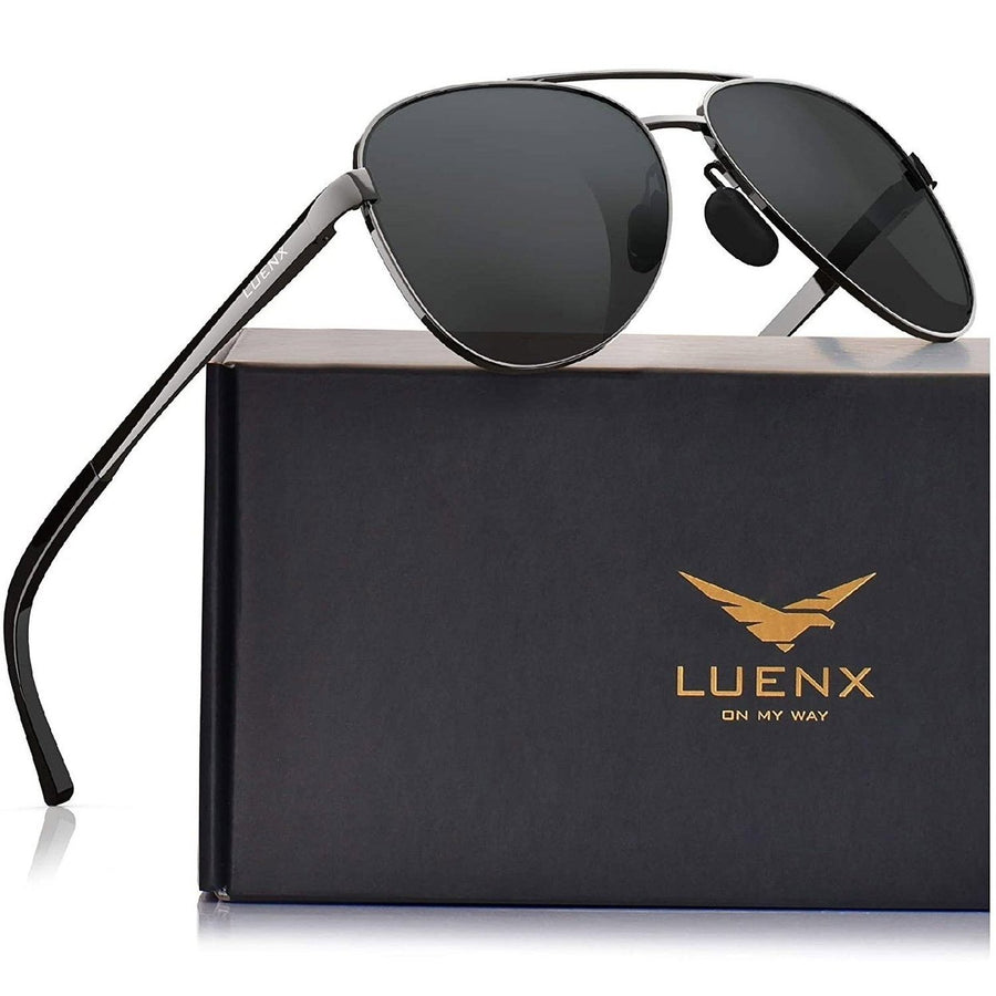 LUENX Aviator Sunglasses Men Women Polarized UV400 Metal Frame 60MM Image 1