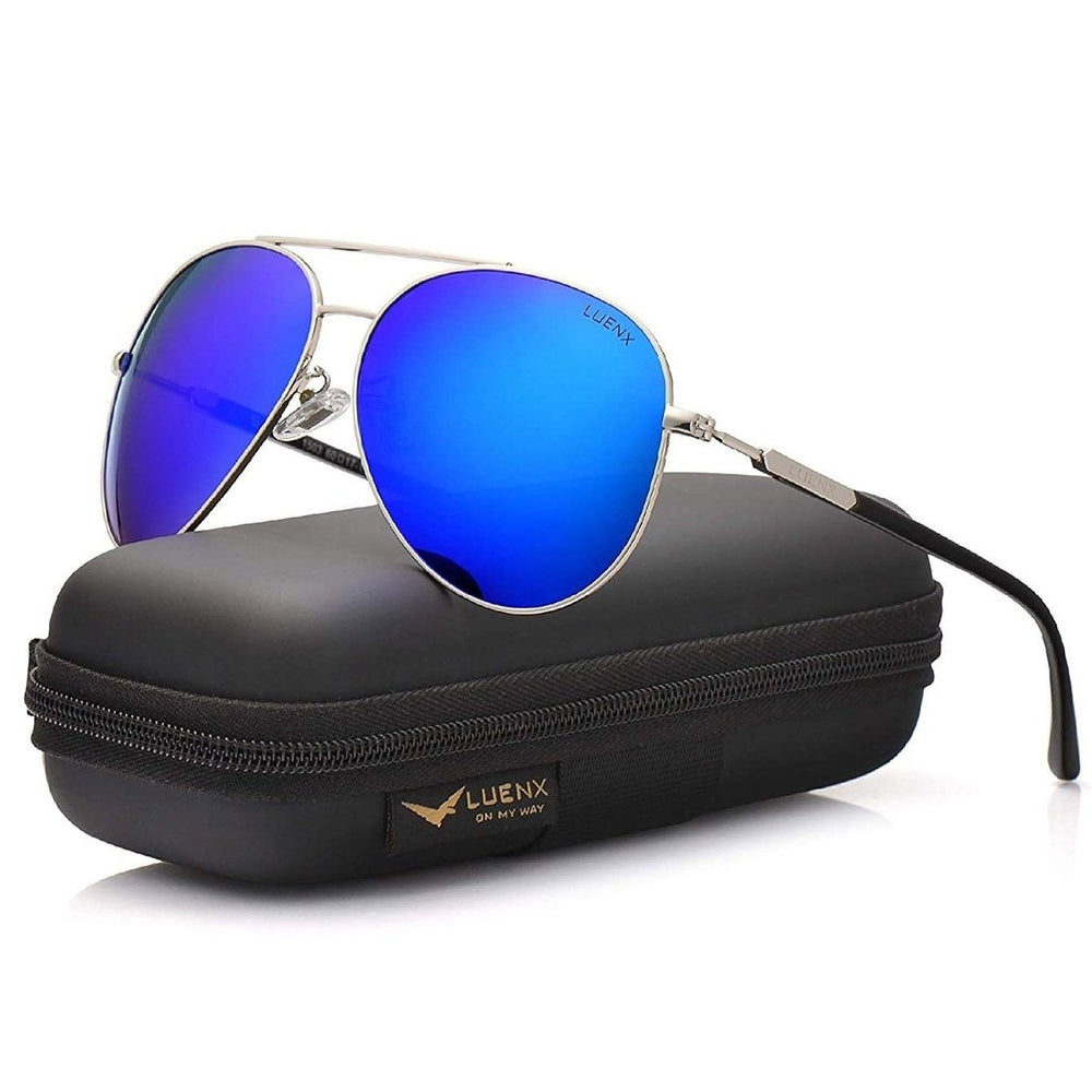 LUENX Aviator Sunglasses Men Women Polarized UV400 Metal Frame 60MM Image 2