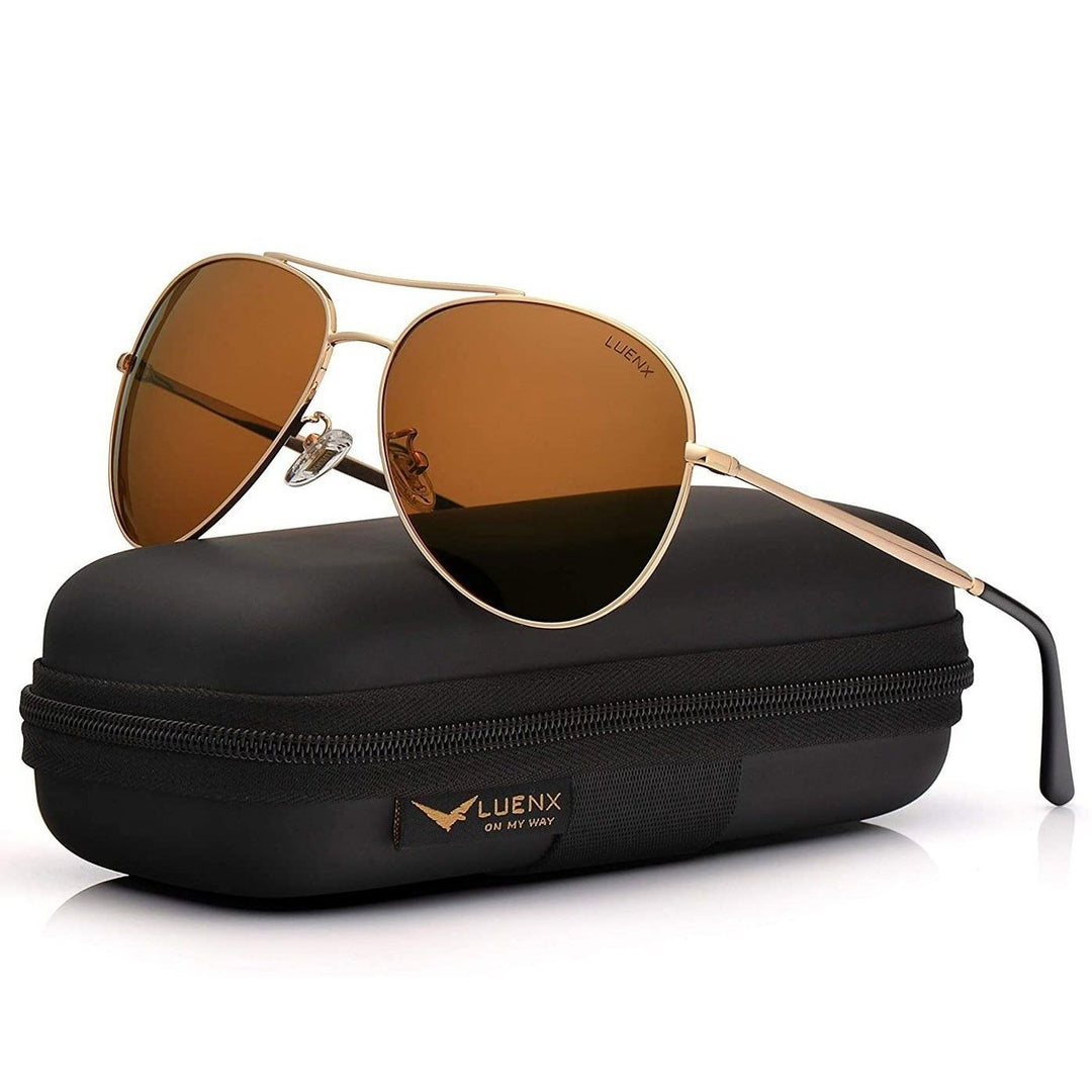 LUENX Aviator Sunglasses Men Women Polarized UV400 Metal Frame 60MM Image 3