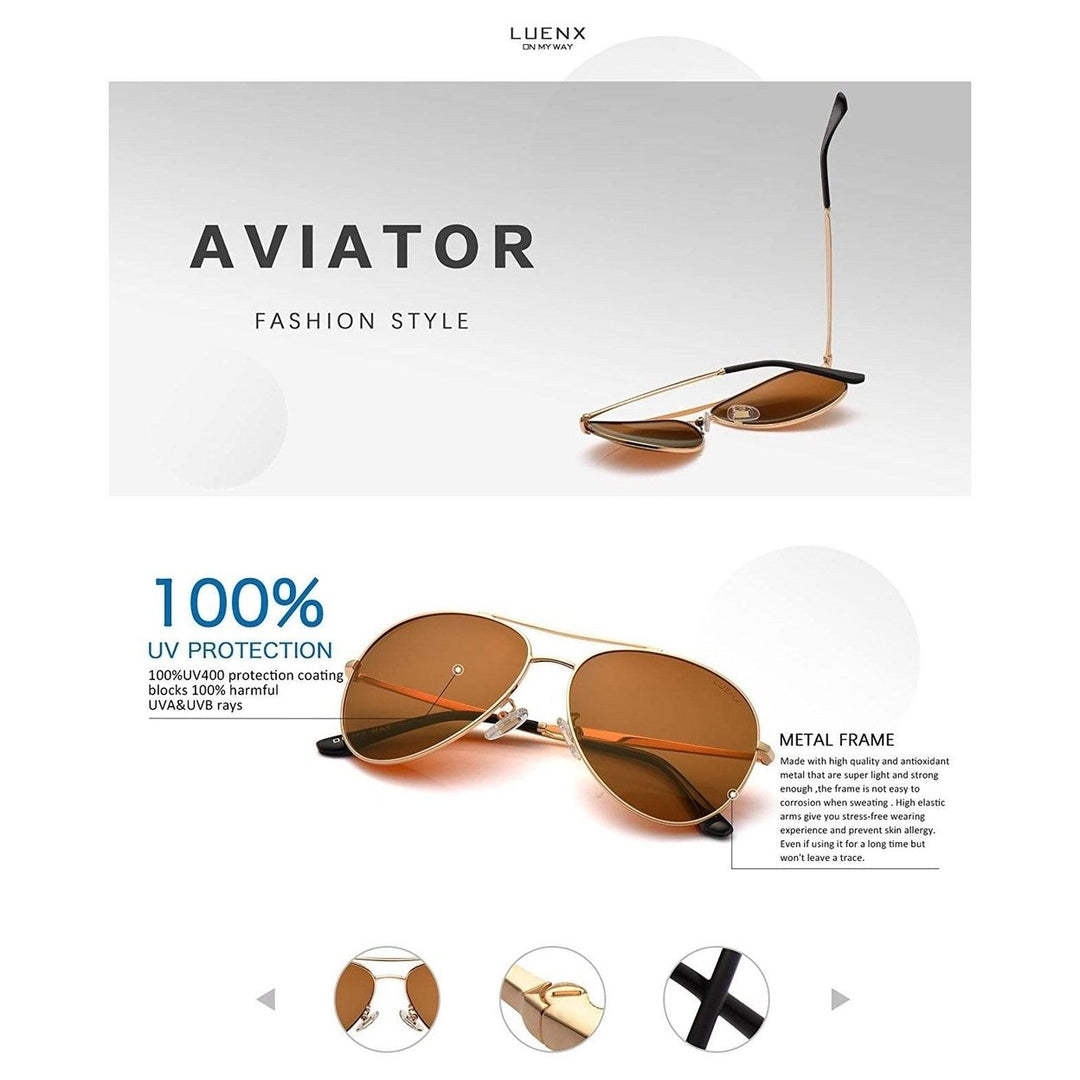 LUENX Aviator Sunglasses Men Women Polarized UV400 Metal Frame 60MM Image 10