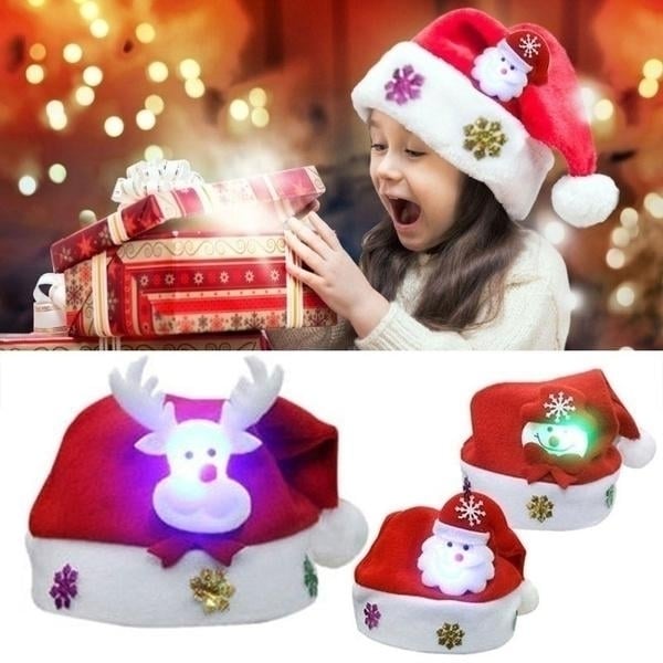 Luminous Christmas Hat Glowing Santa Claus Snowman Deer Christmas Hat Image 1