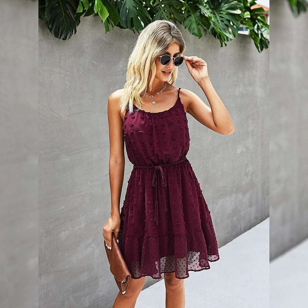 Lovinchic Womens Spaghetti Strap Tied Waist Floral Mini Dress Summer Casual Flowy Dress Image 10