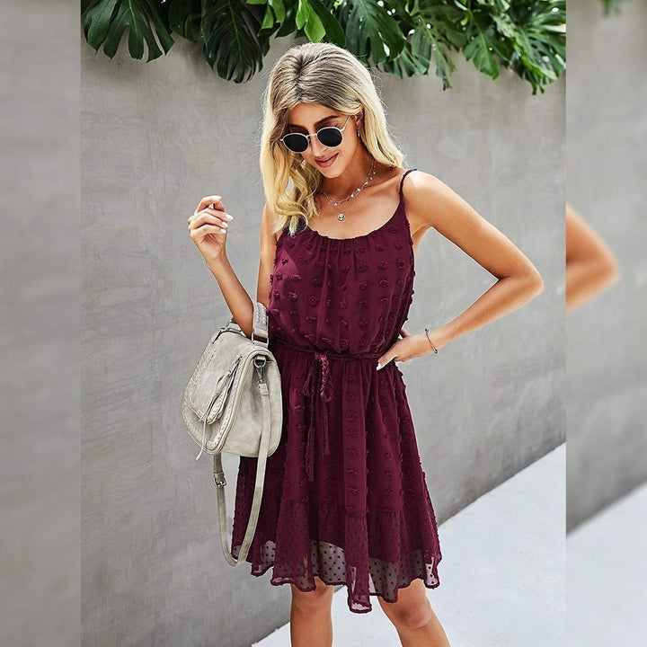 Lovinchic Womens Spaghetti Strap Tied Waist Floral Mini Dress Summer Casual Flowy Dress Image 12