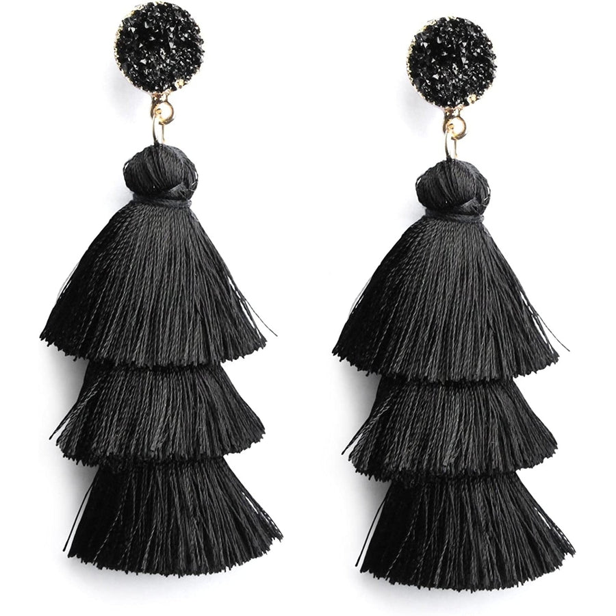 MeandHz Colorful Layered Tassel Earrings Image 1