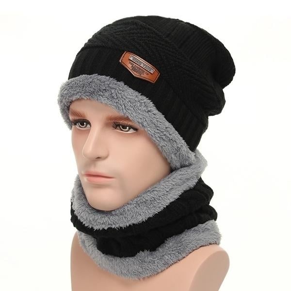 Men And Women Knitted Winter Scarf and Hat Fleece Lined Bonnet Beanies Image 4