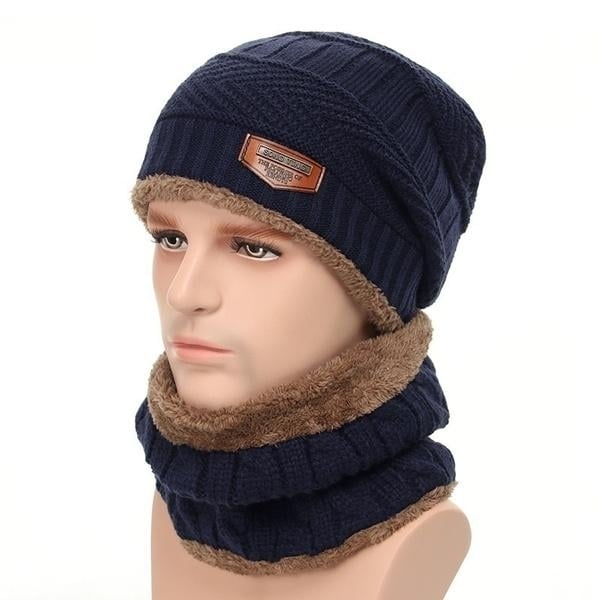 Men And Women Knitted Winter Scarf and Hat Fleece Lined Bonnet Beanies Image 4