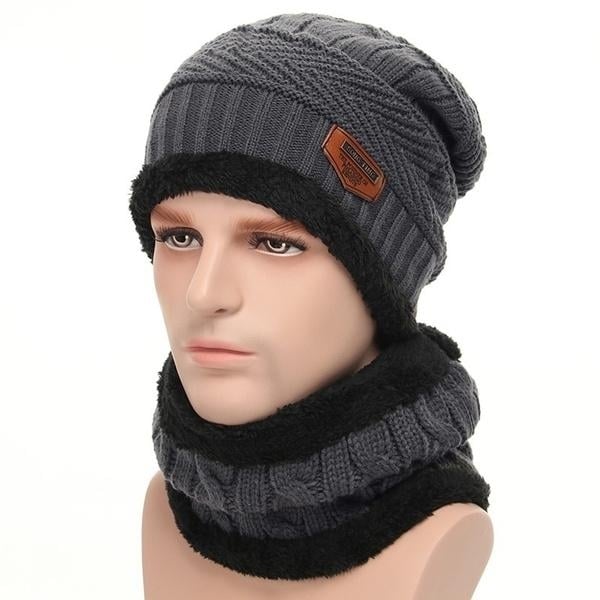 Men And Women Knitted Winter Scarf and Hat Fleece Lined Bonnet Beanies Image 6