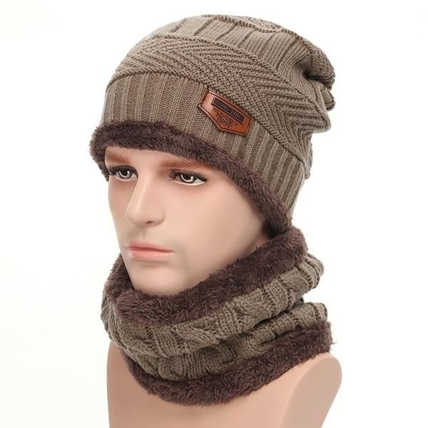 Men And Women Knitted Winter Scarf and Hat Fleece Lined Bonnet Beanies Image 7