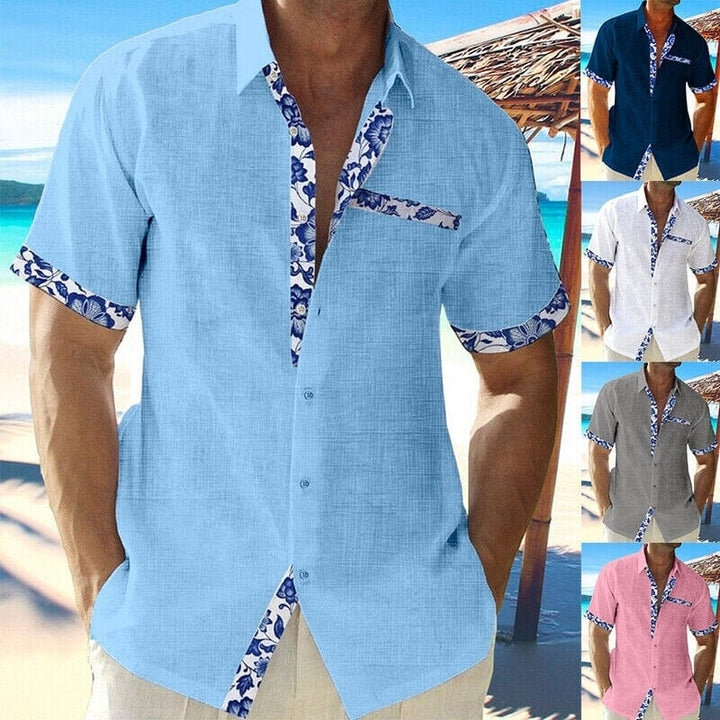 Men Casual Shirt Button Down Short Sleeve Image 1