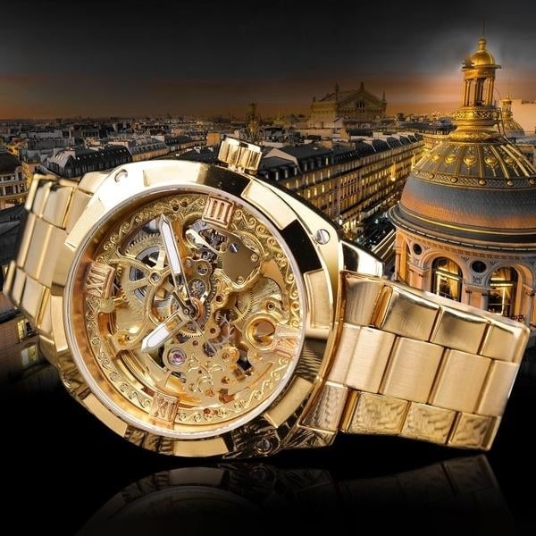 Men Luxury Skeleton Automatic Winding Mechanical Watch Image 1