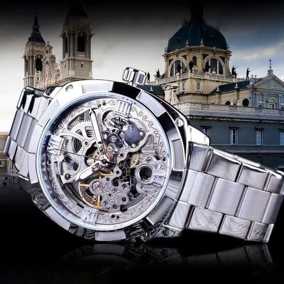 Men Luxury Skeleton Automatic Winding Mechanical Watch Image 2