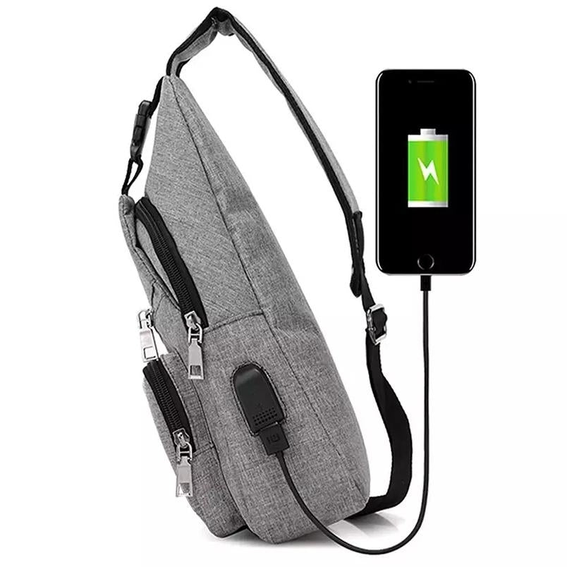 Men Women Crossbody Shoulder Bag with USB Port Image 7