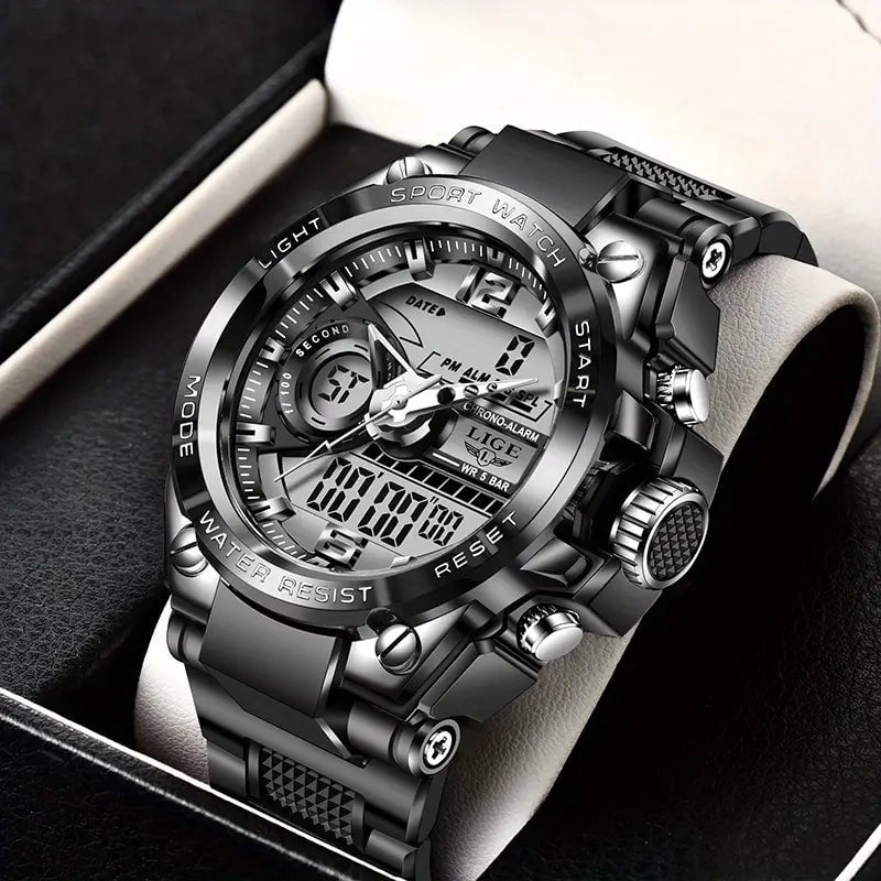 LIGE Men Digital Military Waterproof Watch Image 1