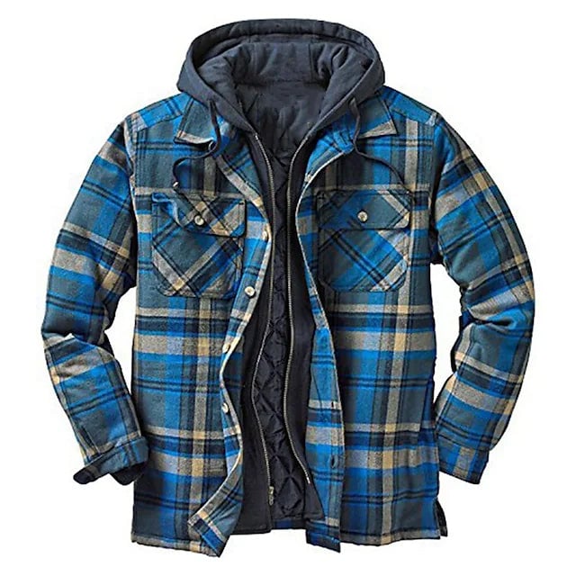 Mens Winter Parka Jacket Cotton Hooded Shirt Jacket Image 1