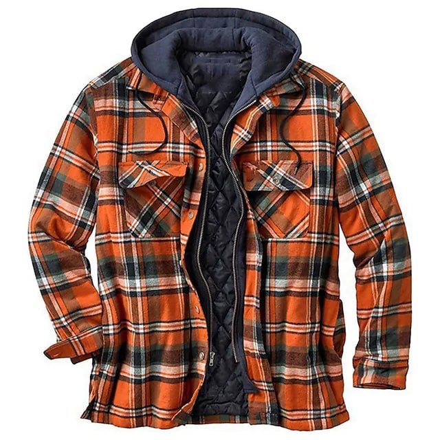 Mens Winter Parka Jacket Cotton Hooded Shirt Jacket Image 2