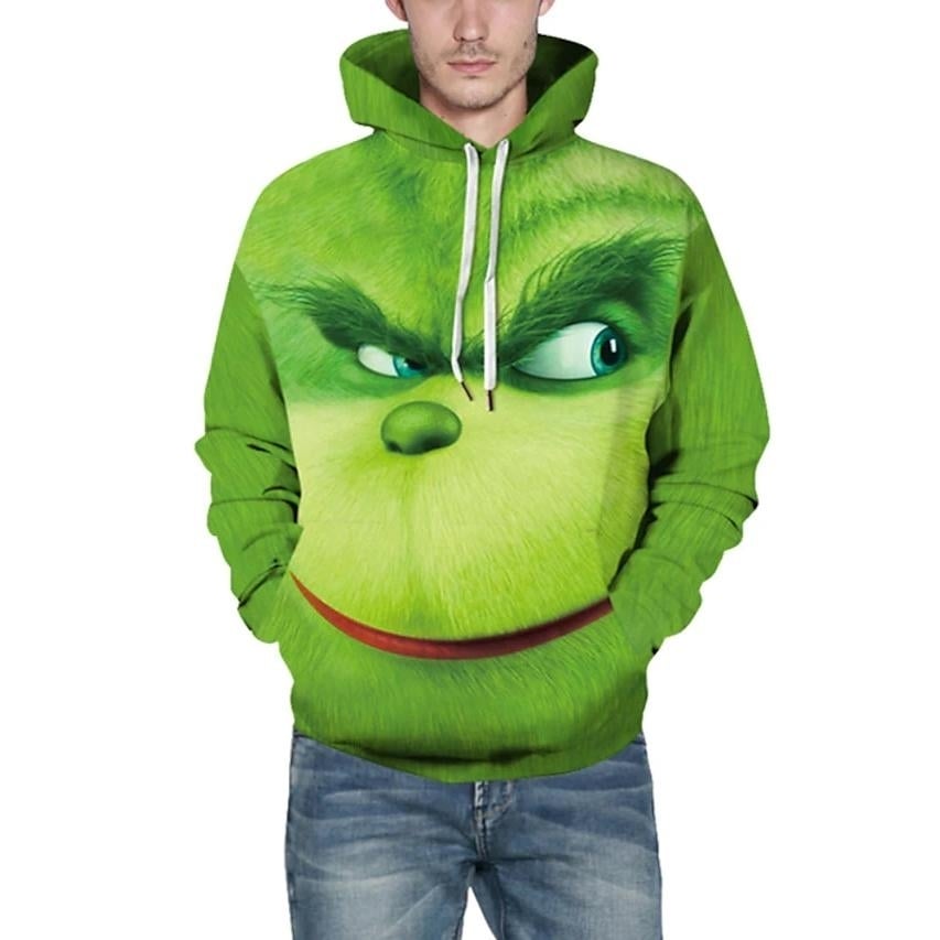 Mens Pullover Hoodie Sweatshirt Cartoon Print 3D Image 1