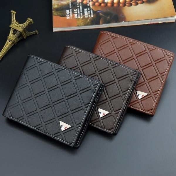 Mens RFID Genuine Leather Slim Trifold Wallet Image 1