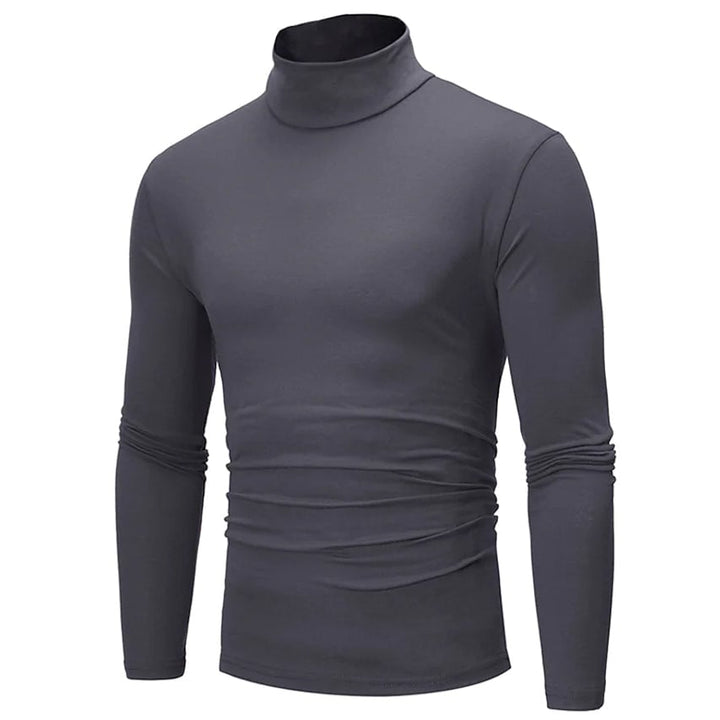 Mens Pure Color T-Shirt Thermal Mock Turtleneck Long Sleeve Tops Image 1