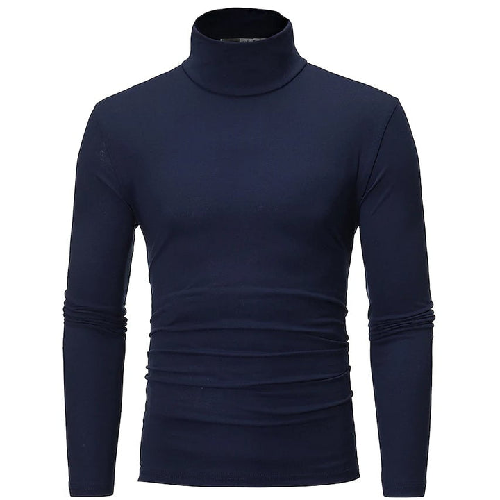 Mens Pure Color T-Shirt Thermal Mock Turtleneck Long Sleeve Tops Image 4