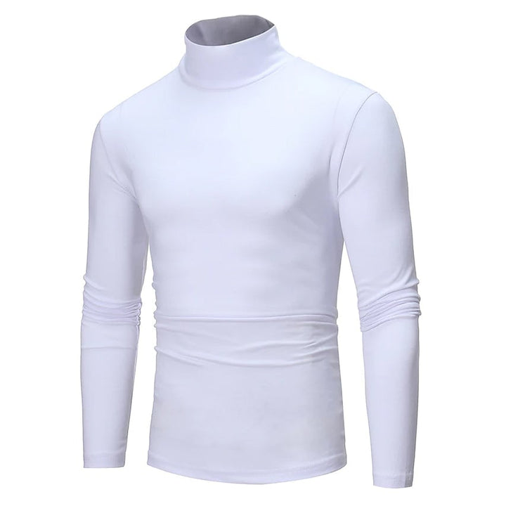 Mens Pure Color T-Shirt Thermal Mock Turtleneck Long Sleeve Tops Image 6