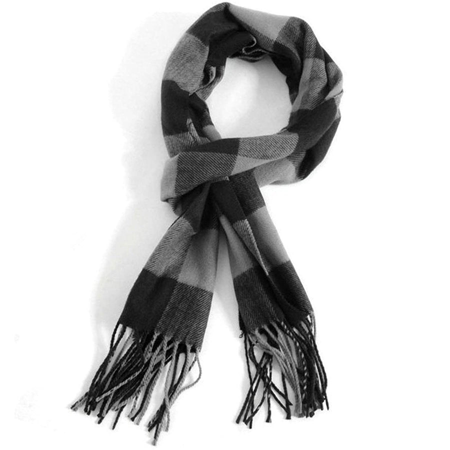 Mens Scarves Classic Arrival Winter Plaid Scarf Tassel Edge Image 1