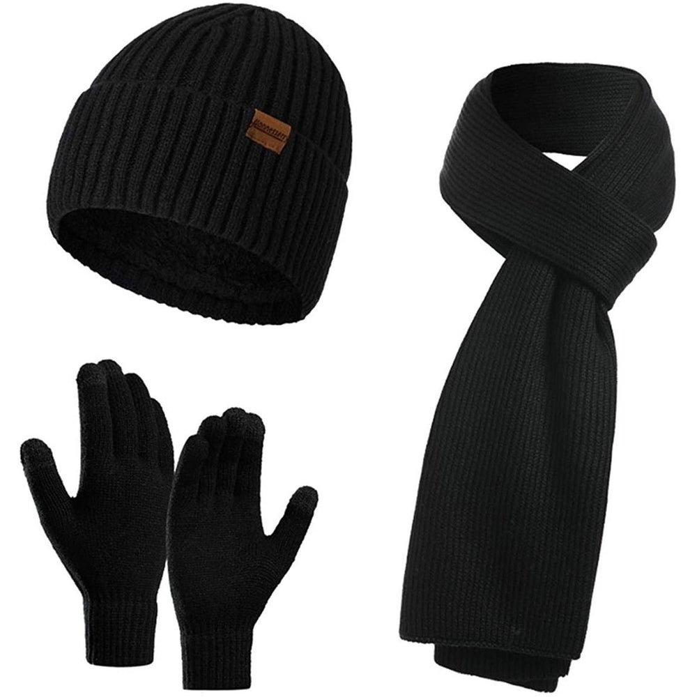 Mens Scaves and Beanie Hat Themal Gloves Set Image 2