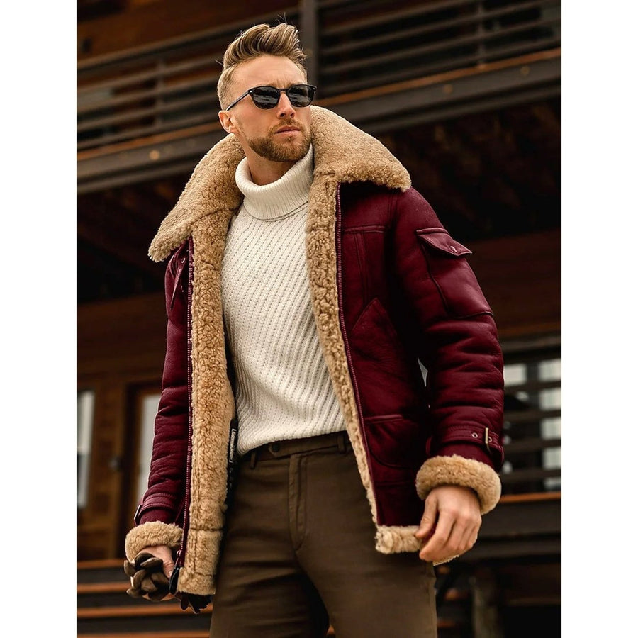 Mens Shearling Coat Winter Jacket Image 1