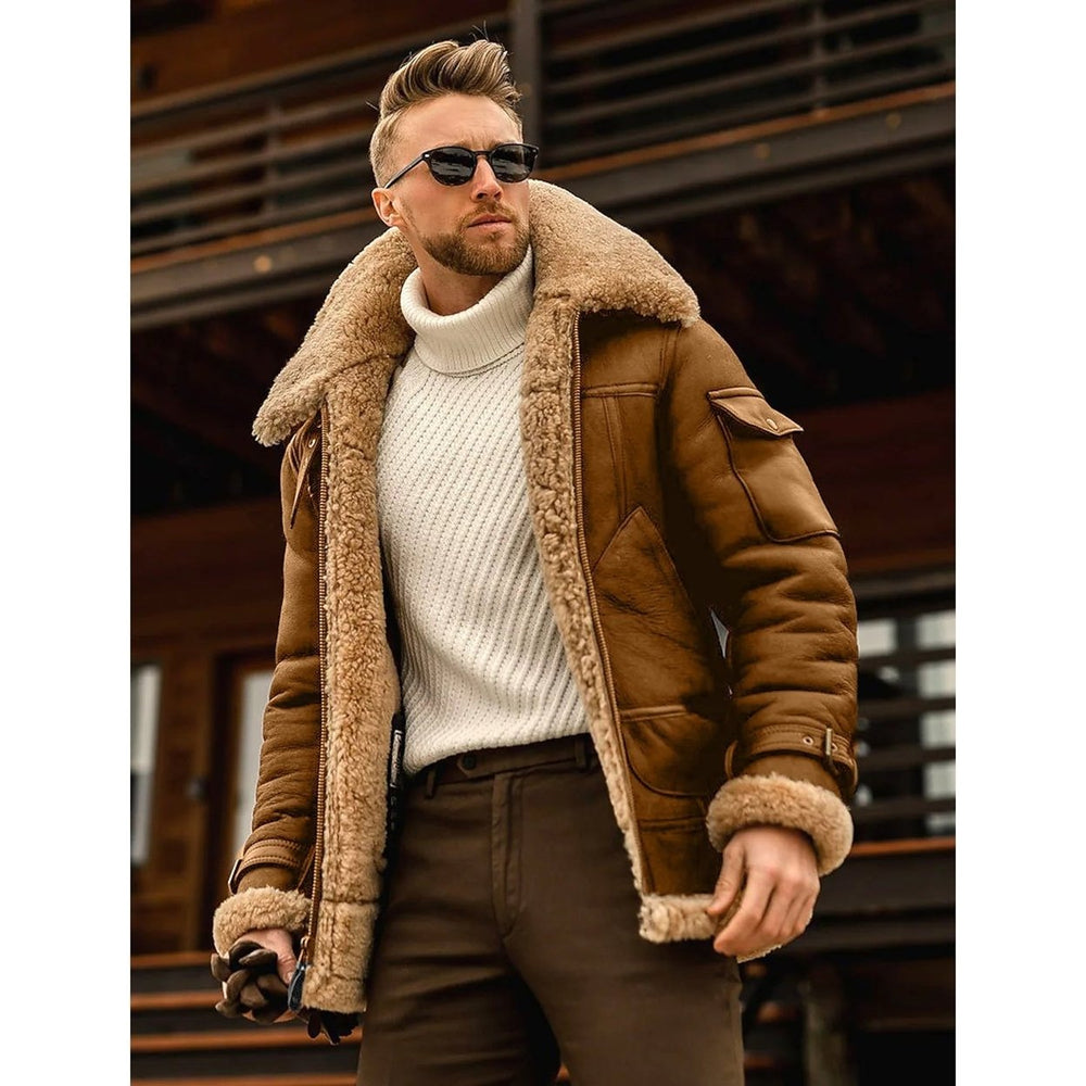 Mens Shearling Coat Winter Jacket Image 2