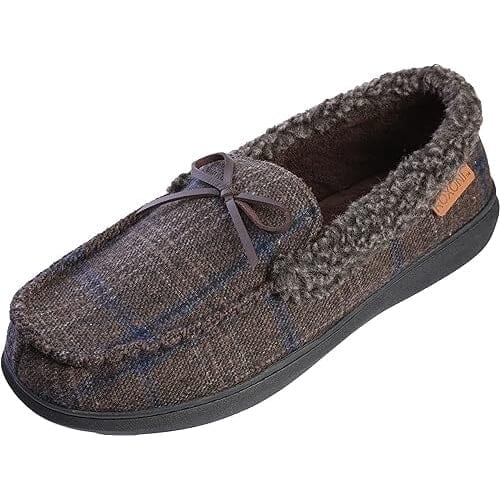 Mens Slippers Moccasin Plush Lined House Shoes Fuzzy Furry Image 2