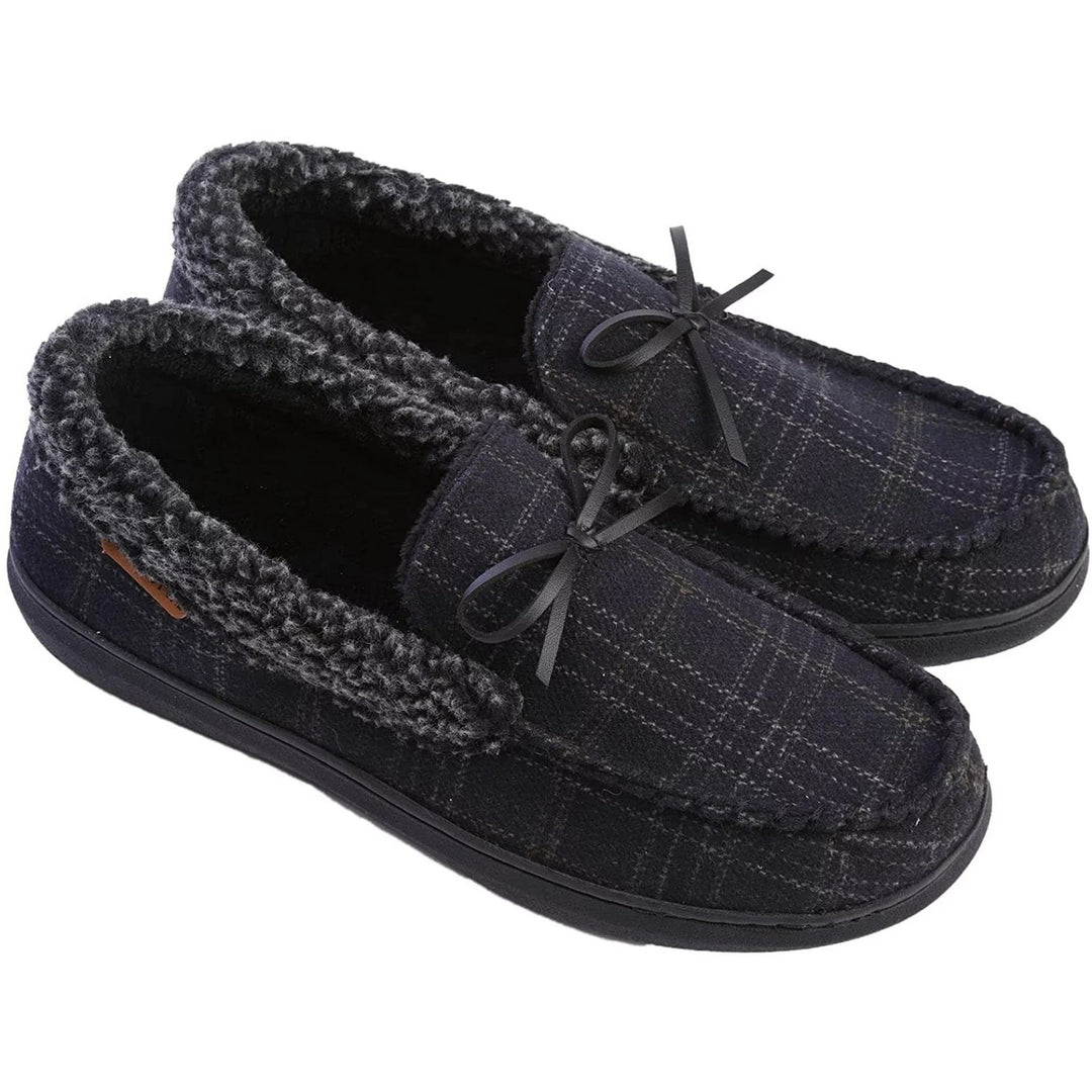 Mens Slippers Moccasin Plush Lined House Shoes Fuzzy Furry Image 4