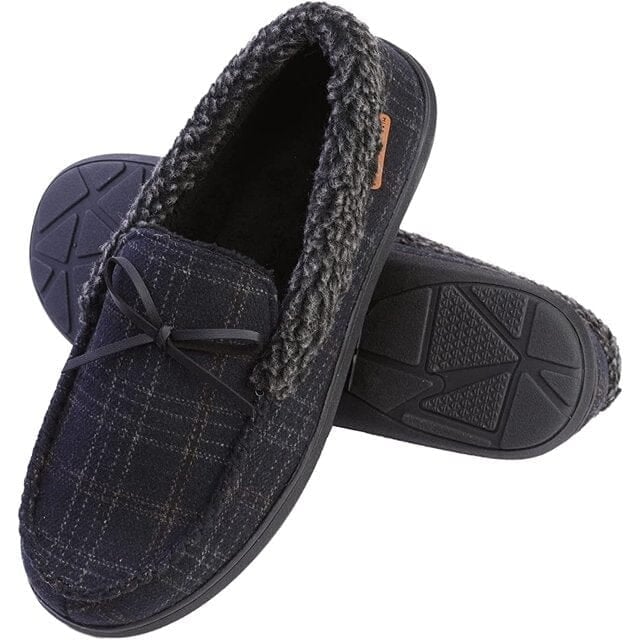 Mens Slippers Moccasin Plush Lined House Shoes Fuzzy Furry Image 6