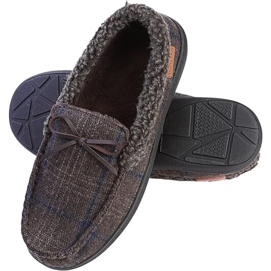 Mens Slippers Moccasin Plush Lined House Shoes Fuzzy Furry Image 9